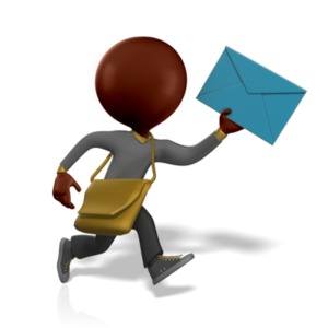 Figure Mail Person Running With Delivery PowerPoint clipart graphic preview.