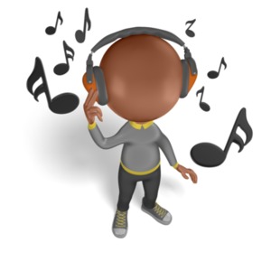 Figure Wearing Headphones Listening To Music PowerPoint clipart graphic preview.