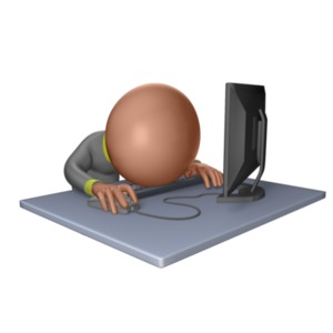 Figure Asleep At The Computer PowerPoint clipart graphic preview.