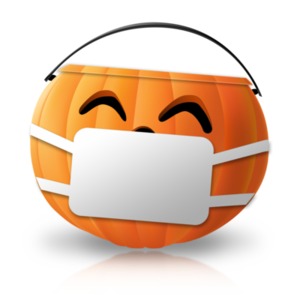 Halloween Candy Pail Mask PowerPoint clipart graphic preview.