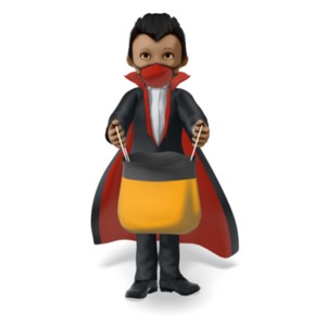 Young Vampire Wearing a Covid Mask on Halloween PowerPoint clipart graphic preview.