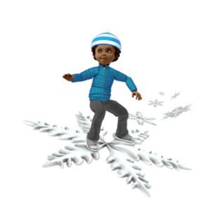 Young Boy Riding Snowflake PowerPoint clipart graphic preview.