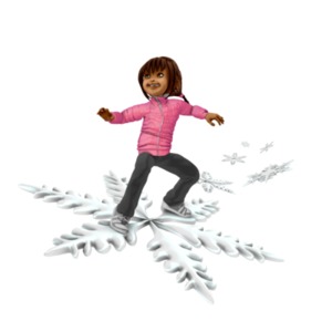 Young Girl Riding Snowflake PowerPoint clipart graphic preview.