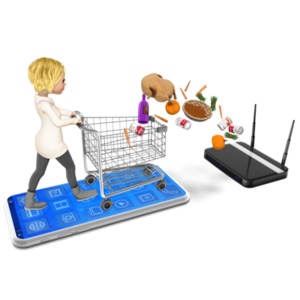 Woman Shopping Cart Thanksgiving PowerPoint clipart graphic preview.