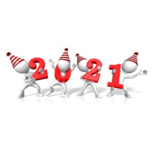 Figures Holding the Year 2021 PowerPoint clipart graphic preview.