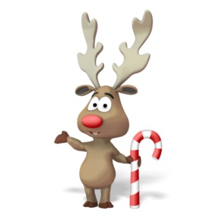 Reindeer Presenting to the Side PowerPoint clipart graphic preview.
