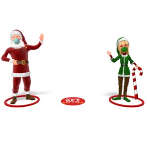 Santa and Helper Social Distance PowerPoint clipart graphic preview.