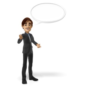 Businessman Conversation Bubble PowerPoint clipart graphic preview.