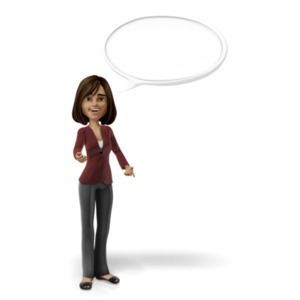 Businesswoman Conversation Bubble PowerPoint clipart graphic preview.