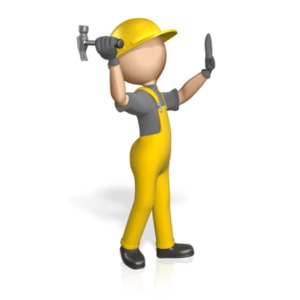 Construction Figure Using Hammer PowerPoint clipart graphic preview.