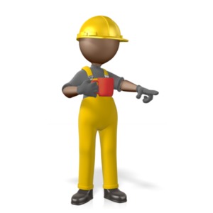Construction Figure Coffee Pointing PowerPoint clipart graphic preview.