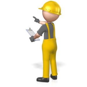 Construction Figure Clipboard Pointing PowerPoint clipart graphic preview.