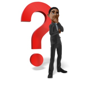 Businessman Question Mark Thinking PowerPoint clipart graphic preview.