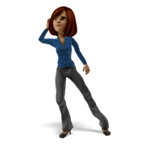 Businesswoman Listen PowerPoint clipart graphic preview.