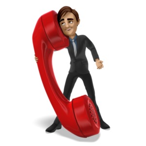 Businessman Talks On Giant Phone PowerPoint clipart graphic preview.