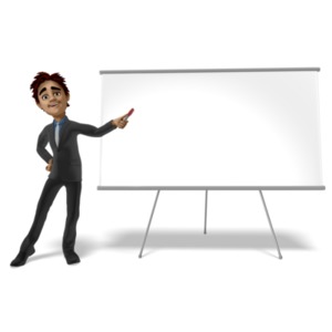 Businessman Presenting Blank Board PowerPoint clipart graphic preview.