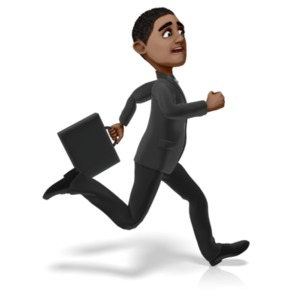 Businessman Running Briefcase PowerPoint clipart graphic preview.