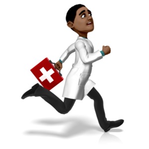 Doctor Ethan Running First Aid Kit PowerPoint clipart graphic preview.