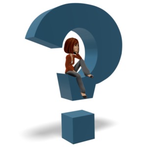 Businesswoman Sitting In Question Mark PowerPoint clipart graphic preview.