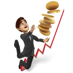 Businessman Tripping With Stack Of Gold Coins PowerPoint clipart graphic preview.