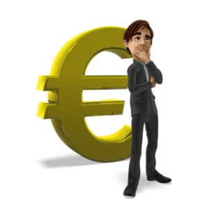 Businessman Thinking Euro Symbol PowerPoint clipart graphic preview.