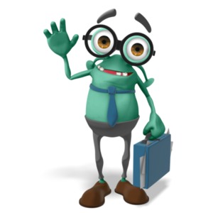 Jerry Greeting With Briefcase PowerPoint clipart graphic preview.