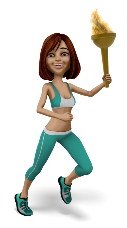 High-resolution clipart illustration of Talia Running Torch, designed for interactive corporate training, team building activities, and audience gamification.