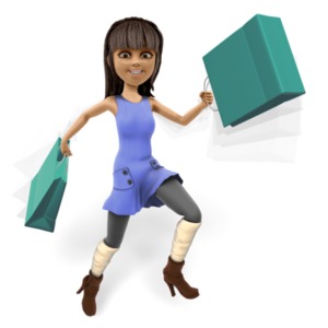 Kim Skipping While Shopping PowerPoint clipart graphic preview.