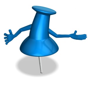 Thumbtack Gesturing To Side PowerPoint clipart graphic preview.