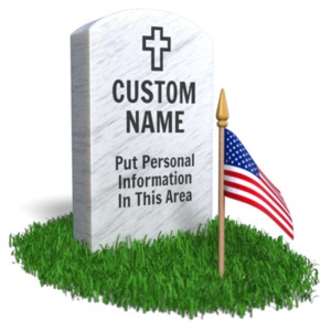 Memorial Day Gravestone Custom Customizable PowerPoint clipart graphic preview.