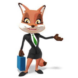Female Business Fox Presenting To Side PowerPoint clipart graphic preview.
