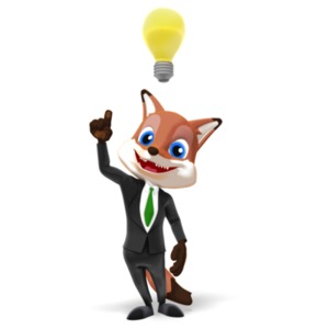 Male Business Fox Bright Idea PowerPoint clipart graphic preview.