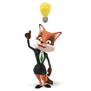 Female Business Fox Bright Idea PowerPoint clipart graphic preview.