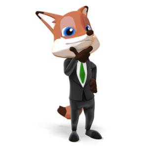 Male Business Fox Thinking PowerPoint clipart graphic preview.