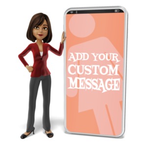 Business Woman Lean Smartphone Custom Customizable PowerPoint clipart graphic preview.