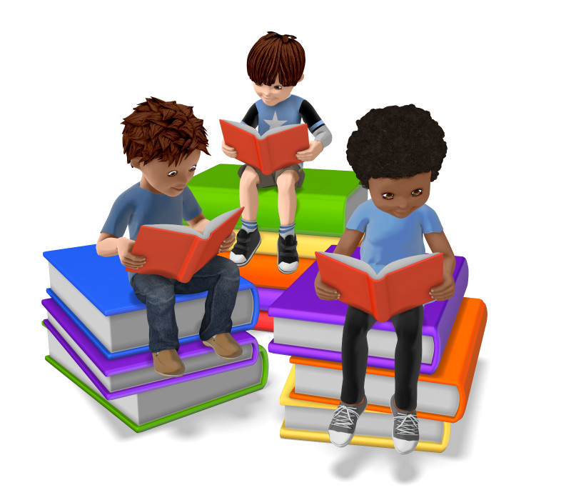High-resolution clipart illustration of Group of Students Reading On Stack of Books, designed for academic lesson planning, classroom engagement, and interactive learning frameworks.
