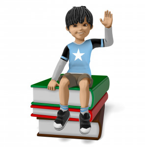 James Sitting On Stack of Books PowerPoint clipart graphic preview.