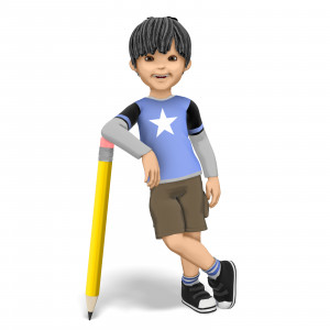 James Leaning On Pencil PowerPoint clipart graphic preview.