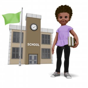 Chloe School Building PowerPoint clipart graphic preview.