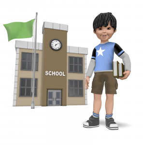 James School Building PowerPoint clipart graphic preview.