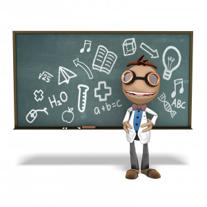 Data In Front Of Chalkboard PowerPoint clipart graphic preview.