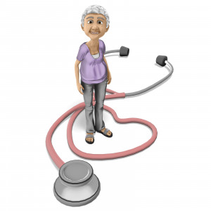Elderly Woman Stethoscope Heart PowerPoint clipart graphic preview.