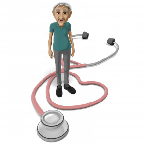 Elderly Man Stethoscope Heart PowerPoint clipart graphic preview.