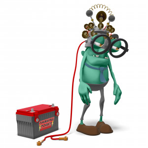 Jerry Thinking Cap No Power PowerPoint clipart graphic preview.