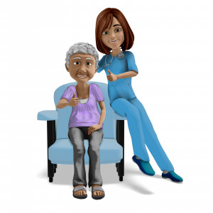 Nurse Elderly Woman Thumbs Up PowerPoint clipart graphic preview.