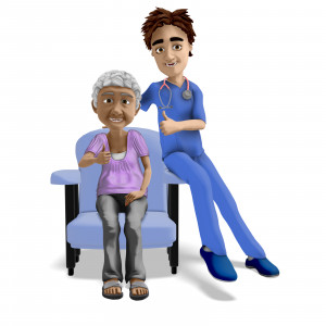 Nurse Brad Elderly Woman Thumbs Up PowerPoint clipart graphic preview.