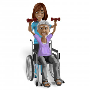 Nurse Elderly Woman Wheelchair Exercise PowerPoint clipart graphic preview.