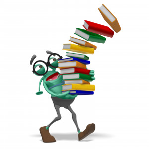 Jerry Carrying Stack Of Books PowerPoint clipart graphic preview.