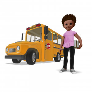 Chloe School Bus PowerPoint clipart graphic preview.