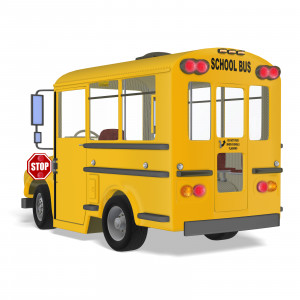Small School Bus Rear View Stop Sign PowerPoint clipart graphic preview.